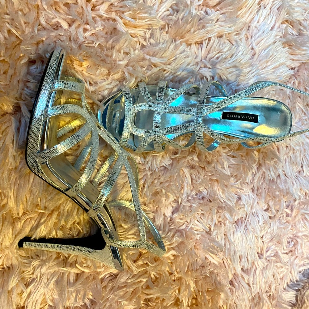 Caparros  Silver Evening Sandals  9.5B.  In great condition, worn once.